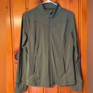 NWOT. Super soft zip shirt. Olive green. Great running top!